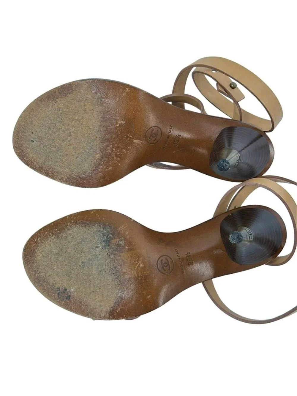 Chanel Sandals Beige Leather
